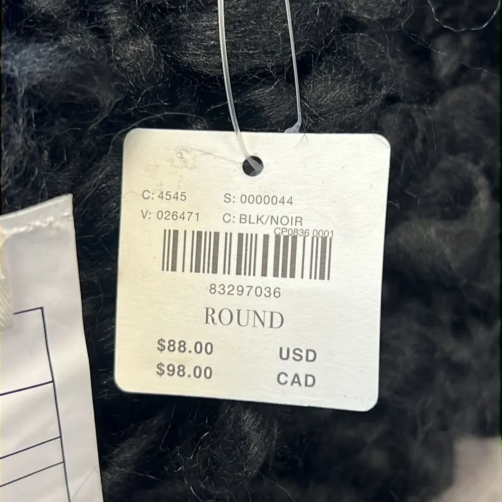 Anthropologie Lottie Pillow Sphere Large Round Black Chunky Knit Pillow 12”